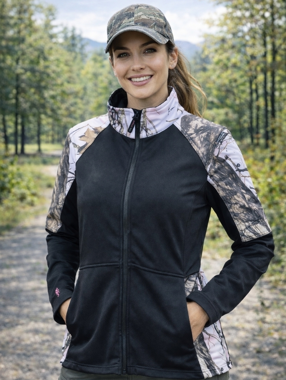 Yukon Gear Softshell Jacket Pink Camo & Anthracite Waterproof Outdoor Coat L